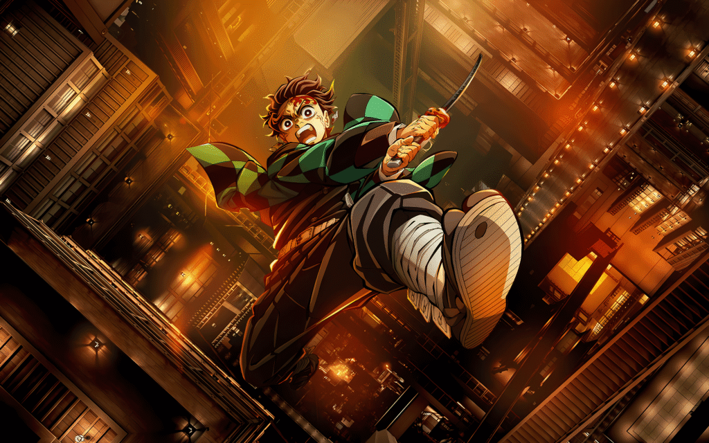 Demon Slayer Castelo Infinito onde assistir — Tanjiro em cena de ação do filme