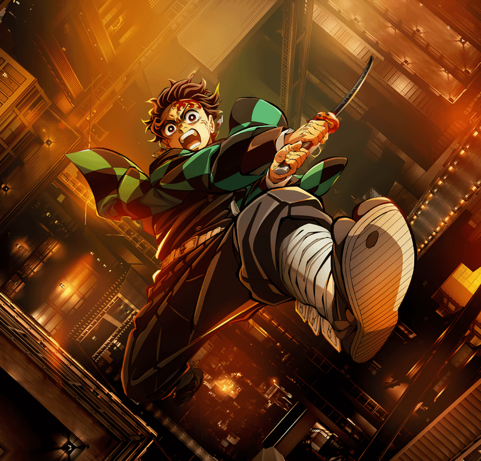 Demon Slayer Castelo Infinito onde assistir — Tanjiro em cena de ação do filme